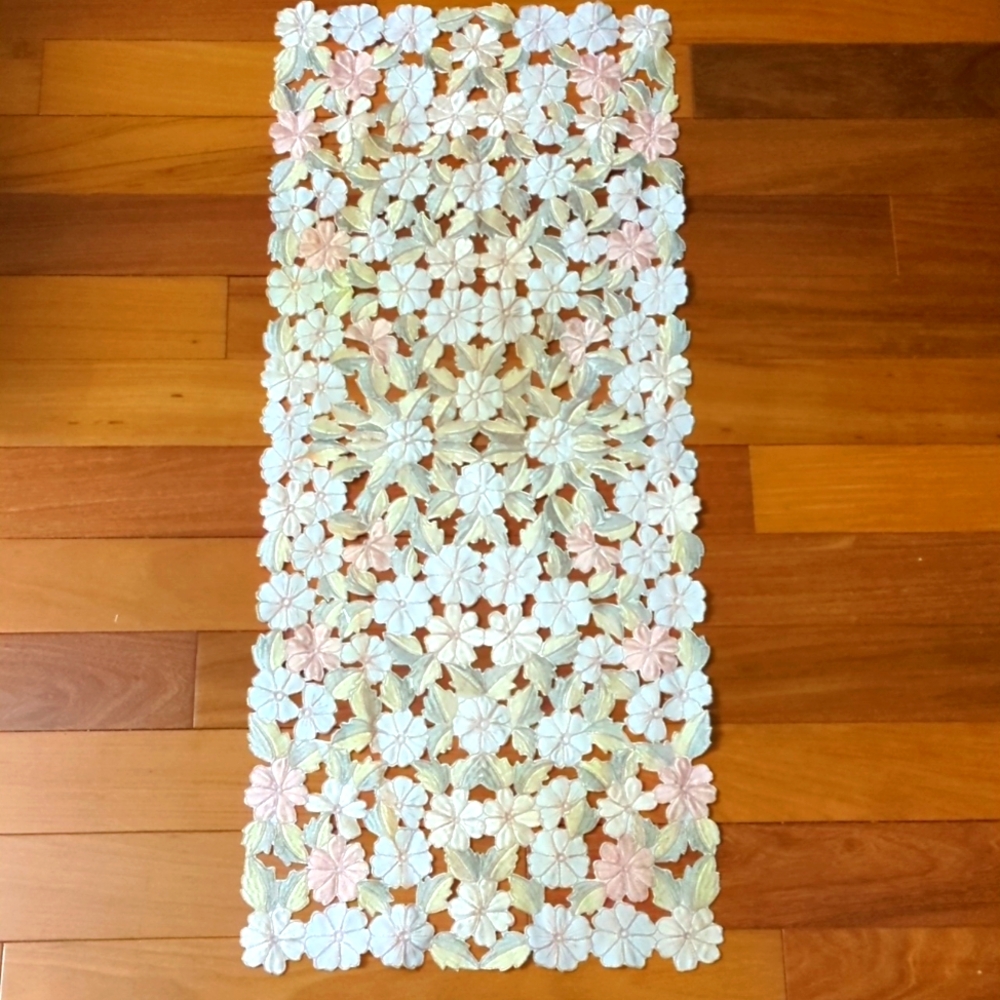 Floral Embroidery Rectangular Table Runner